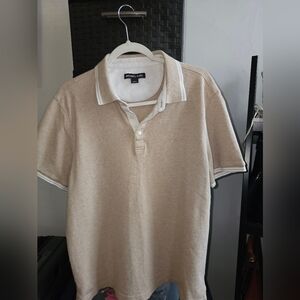 Michael Kors Beige Polo with White Contrast Collar